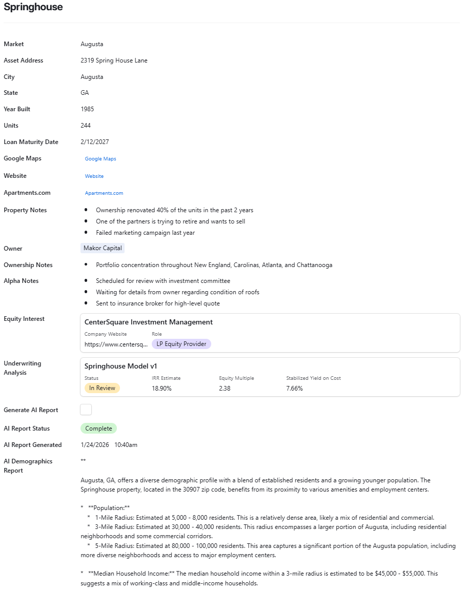 Deal Information Interface